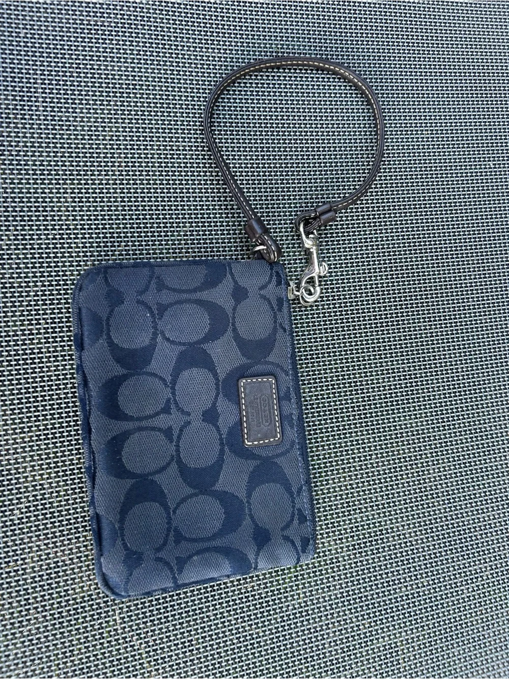 Navy coach wristlet spring, summer, wallet, purse, casual‎ little leather brown